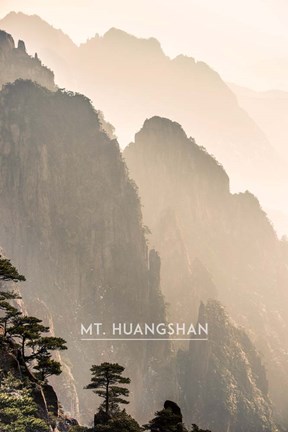 Framed Vintage Mount HuangShan, Yellow Mountains, China, Asia Print