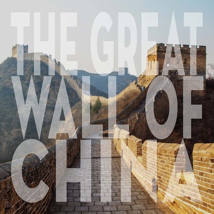Framed Vintage The Great Wall of China, Asia, Large Center Text Print