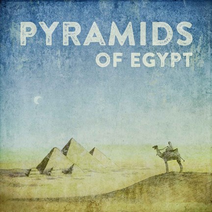 Framed Vintage Pyramids of Giza with Camels, Egypt, Africa Print