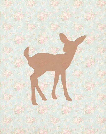 Framed Fawn on Floral Print