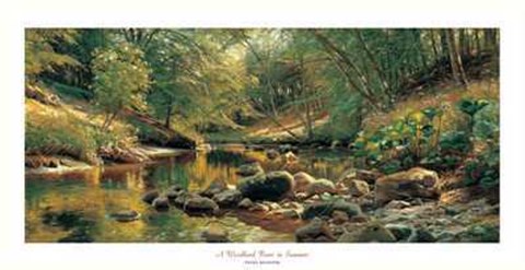 Framed Woodland River in Summer Print