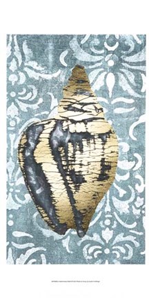 Framed Gilded Solitary Shell II - Metallic Foil Print