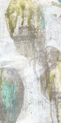 Framed Citron and Teal Orbs I Print