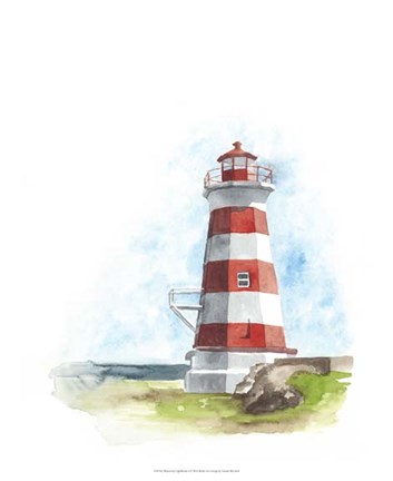 Framed Watercolor Lighthouse I Print