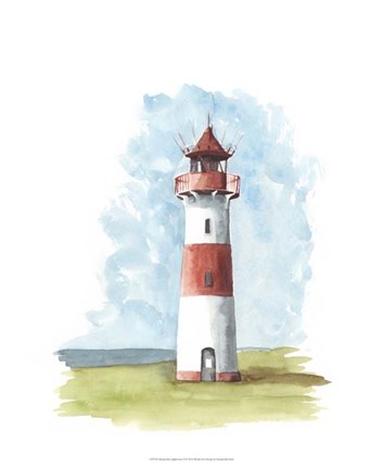 Framed Watercolor Lighthouse II Print