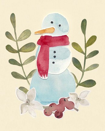 Framed Snowman Cut-out I Print