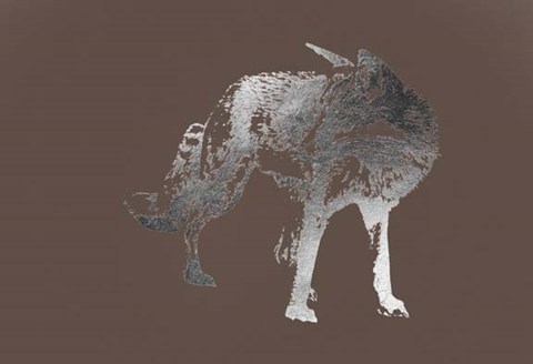 Framed Silver Foil Fox on Bitter Chocolate Print