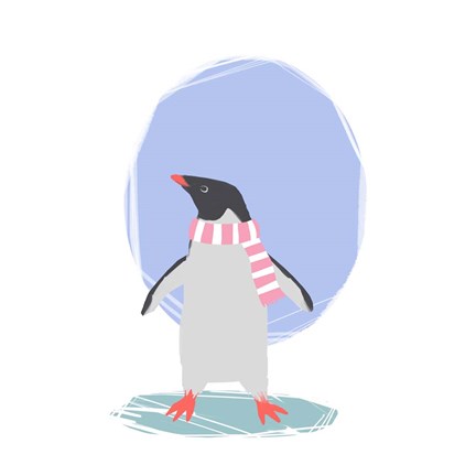 Framed Minimalist Penguin, Girls Part II Print