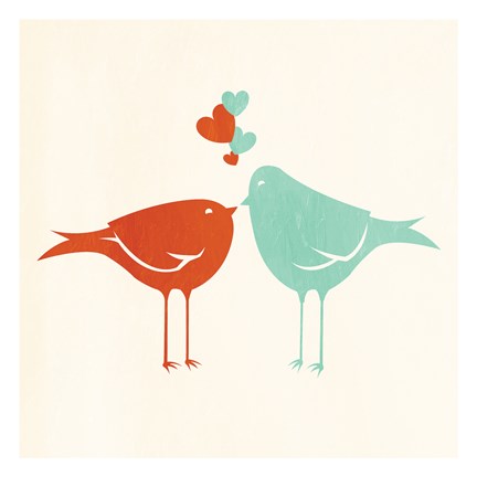 Framed Birds In Love Print