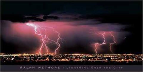 Framed Lightning Over the City Print