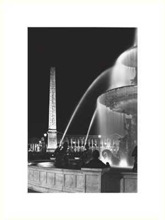 Framed Rene Jacques - Place de la Concorde, Paris 1946 Size 11.75x15.75 Print