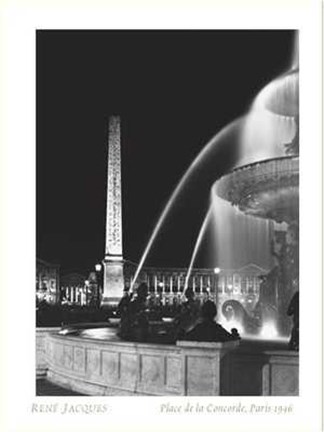 Framed Rene Jacques - Place de la Concorde, Paris 1946 Size 23.75x31.5 Print