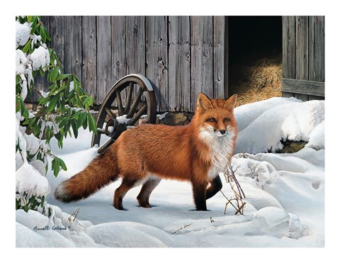 Framed Fox and Barn Print