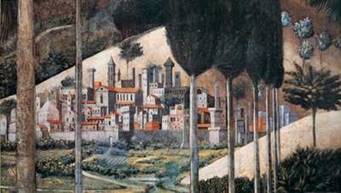 Framed Benozzo Gozzoli - Citta di San Gimignano Size 54.5x31.25 Print