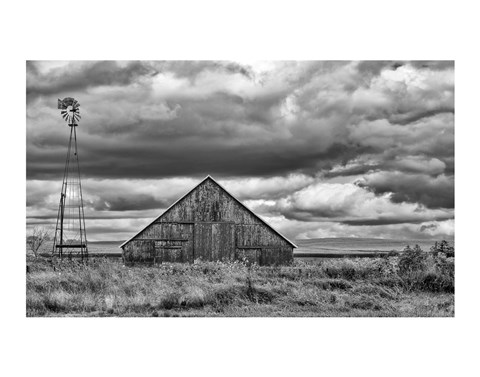 Framed Windmill and Barn Print