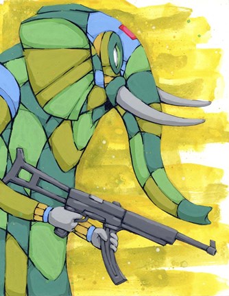 Framed Protecting his Ivory Print