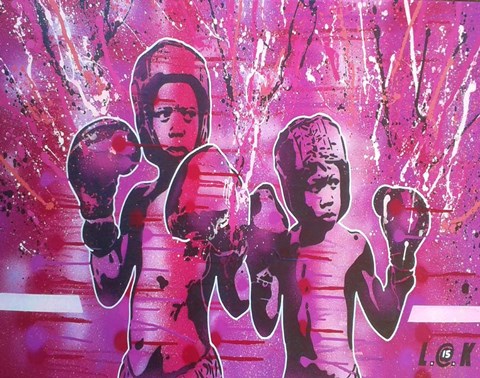 Framed Boxers Guard Ya Grill Print