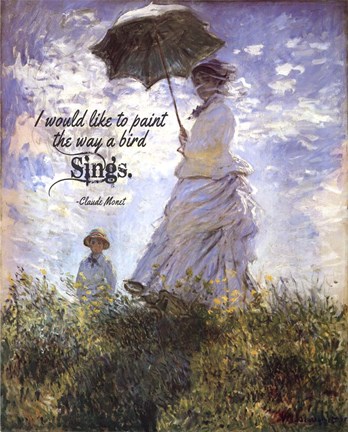 Framed Monet Quote Madame Monet and Her Son Print