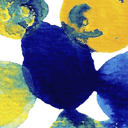 Framed Yellow and Blue Abstract Flowing Paint Print