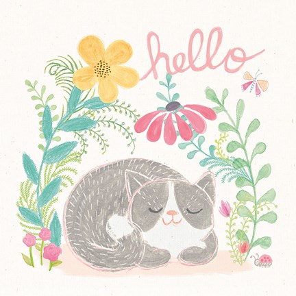 Framed Garden Friends White VI Print