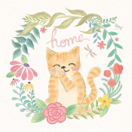 Framed Garden Friends White III Print