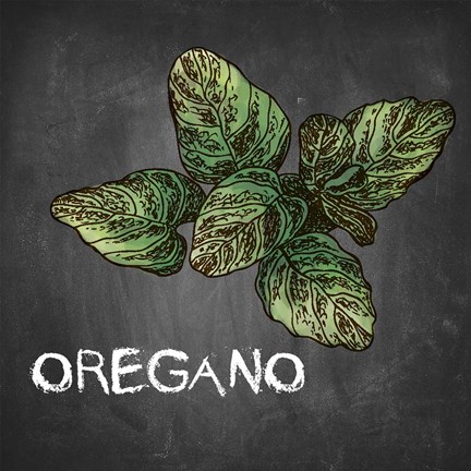 Framed Oregano on Chalkboard Print