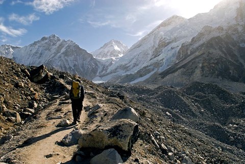 Framed trekker on the Everest Base Camp Trail, Nepal Print