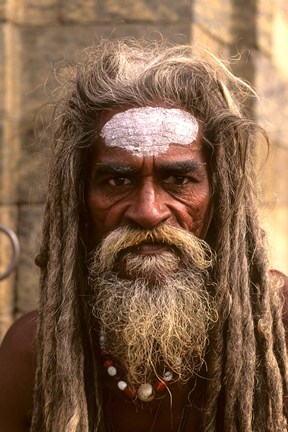 Framed Close-up of Religious Man in Kathmandu, Nepal Print