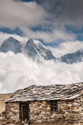 Framed Stone hut, Khumbu Valley, Nepal Print