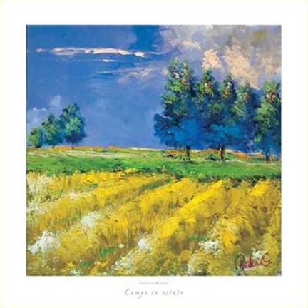 Framed Claudio Rabino - Campo in Estate Size 27.5x27.5 Print