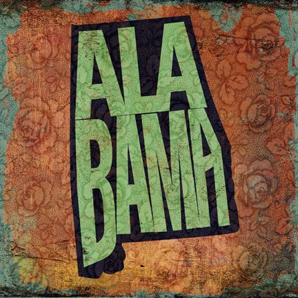 Framed Alabama on Pattern Print