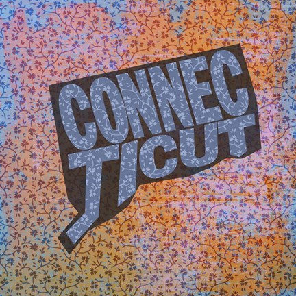 Framed Connecticut on Pattern Print