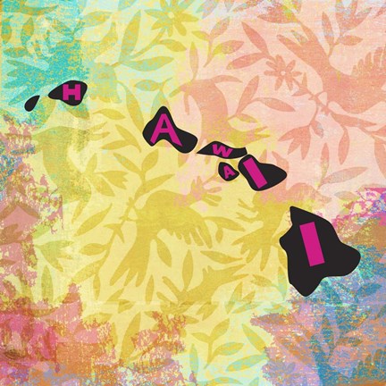 Framed Hawaii on Pattern Print