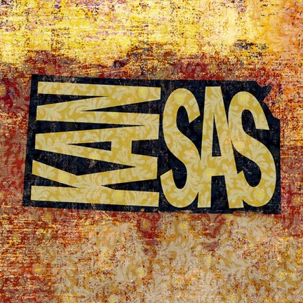 Framed Kansas on Pattern Print