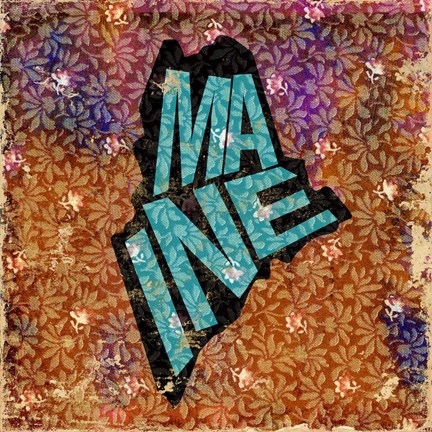 Framed Maine on Pattern Print