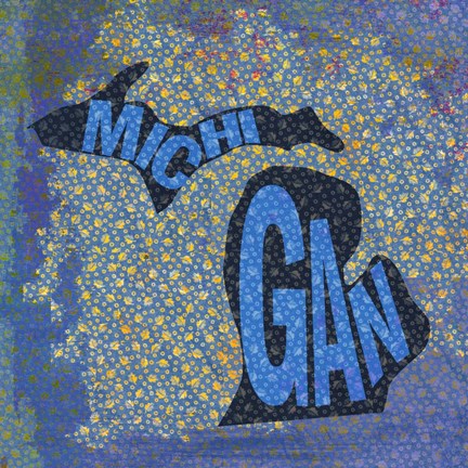 Framed Michigan on Pattern Print