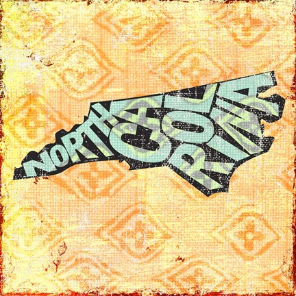 Framed North Carolina on Pattern Print