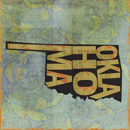 Framed Oklahoma on Pattern Print