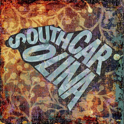 Framed South Carolina on Pattern Print