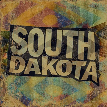 Framed South Dakota on Pattern Print