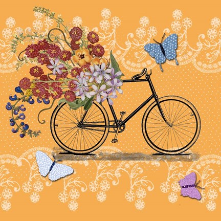 Framed Flower Market Bicycle Print
