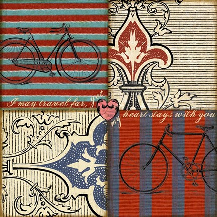 Framed Bicycle Damask Print