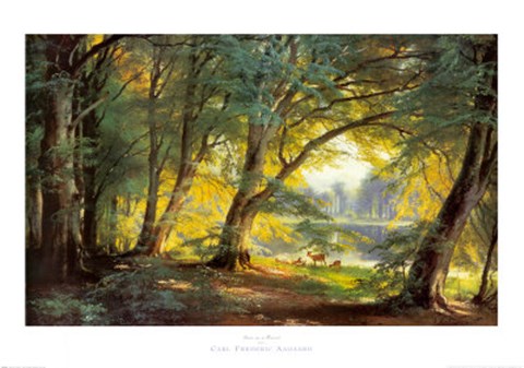 Framed Deer in a Forest Print