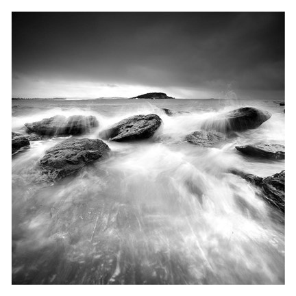 Framed Waves on Rocks 1 Print