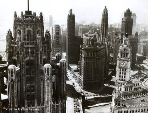 Framed View to Grand Ave Chicago &#39;30 Print