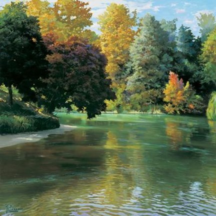 Framed Adriano Galasso - Scorcio Sul Fiume Size 35.5x35.5 Print