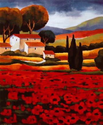 Framed Poppy Field II Print