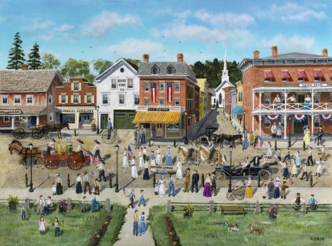 Framed Our Village Parade 4th of July 1909 Print