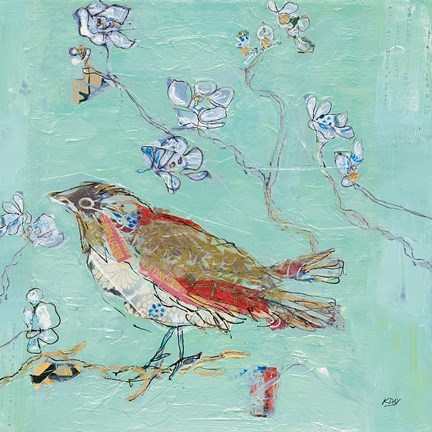 Framed Aqua Bird Print