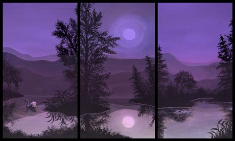 Framed Swan Lake In Pink And Purple Print